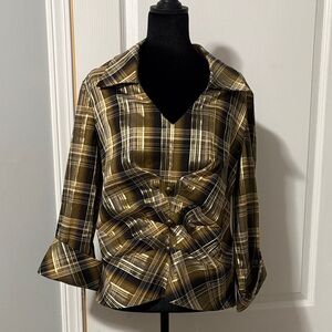 Joseph Ribkoff Brown Plaid Blouse
